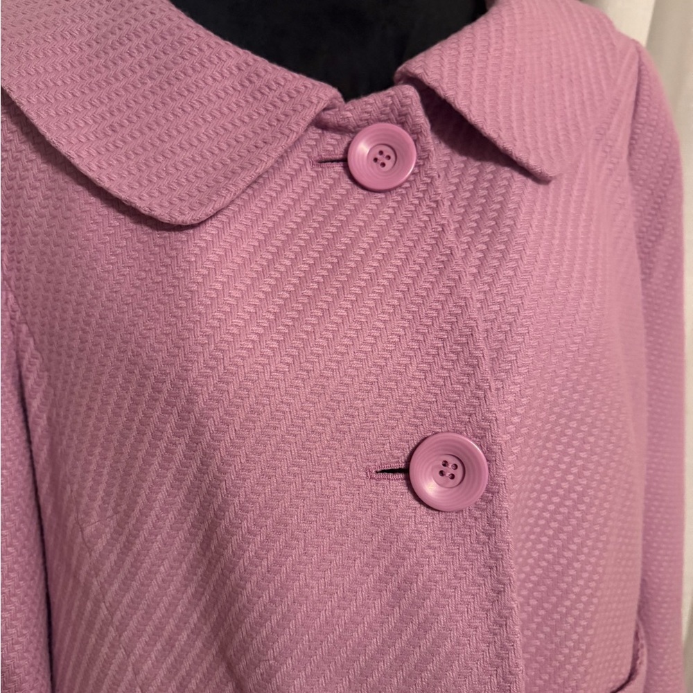 Ann Taylor Lavender Textured Jacket Size 16 | Button Front Career Blazer - Picture 3 of 5